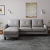 Living Room Furniture with Polyestr Fabric L Shape Couch Corner Sofa for Small Space Grey
