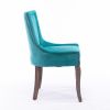A&A Furniture,Ultra Side Dining Chair, Thickened fabric chairs with neutrally toned solid wood legs, Bronze nail head, Set of 2, Blue