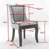 A&A Furniture,Ultra Side Dining Chair, Thickened fabric chairs with neutrally toned solid wood legs, Bronze nail head, Set of 2, Blue