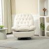 360° Swivel Recliner Adjustable Chair Chenille Glider Swivel Reclining Sofa Chair with Black Metal Round Base - Beige