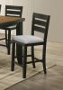 Contemporary Style Charcoal Finish Counter Height Dining Chair Bar Stool 2pc Set Fabric Upholstery Wooden Furniture