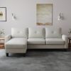 Living Room Furniture with Polyester Fabric L Shape Couch Corner Sofa for Small Space Beige