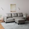Living Room Furniture with Polyestr Fabric L Shape Couch Corner Sofa for Small Space Grey