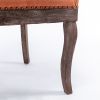A&A Furniture,Ultra Side Dining Chair, Thickened fabric chairs with neutrally toned solid wood legs, Bronze nail head, Set of 2, Orange