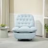 360° Swivel Recliner Adjustable Chair Chenille Glider Swivel Reclining Sofa Chair with Black Metal Round Base - Blue