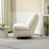 360° Swivel Recliner Adjustable Chair Chenille Glider Swivel Reclining Sofa Chair with Black Metal Round Base - Beige