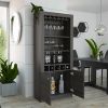 Plympton 3-Shelf Rectangle 5-Bottle Bar Cabinet Carbon Espresso