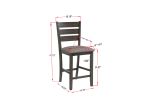 Contemporary Style Charcoal Finish Counter Height Dining Chair Bar Stool 2pc Set Fabric Upholstery Wooden Furniture