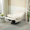 360° Swivel Recliner Adjustable Chair Chenille Glider Swivel Reclining Sofa Chair with Black Metal Round Base - Beige