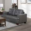 Modern Design 2pc Sofa Set Premium Faux Leather Upholstery Gray Sofa Loveseat Comfort Tufted Detail Solid Wood Frame Living Room Furniture