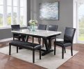 2pc Transitional Upholstered Side Chair with Nailhead Trim Black Faux Leather Upholstery Tufted Nail-head Dining Room Wooden Furniture
