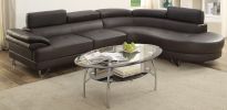 Luxurious Living Room Furniture Sectional Sofa 2pc Set Espresso Faux Leather Flip-up Headrest