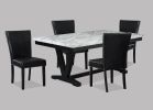 2pc Transitional Upholstered Side Chair with Nailhead Trim Black Faux Leather Upholstery Tufted Nail-head Dining Room Wooden Furniture