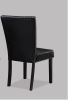 2pc Transitional Upholstered Side Chair with Nailhead Trim Black Faux Leather Upholstery Tufted Nail-head Dining Room Wooden Furniture
