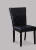 2pc Transitional Upholstered Side Chair with Nailhead Trim Black Faux Leather Upholstery Tufted Nail-head Dining Room Wooden Furniture