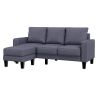 Modern Living Room Furniture L Shape Sofa with Ottoman in Dark Grey Fabric