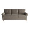 Brown Velvet Upholstery 1pc Comfort Sofa Plush Seatbacks Tufted Detail Solid Wood Frame Modern Living Room Furniture