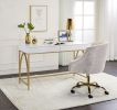 Lightmane Desk; White High Gloss & Gold YJ