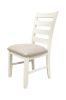 White Classic 2pcs Dining Chairs Set Rubberwood Beige Fabric Cushion Seats Ladder Backs Dining Room Furniture Side Chair