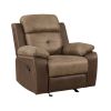 Plush Comfort Chair Brown Microfiber Upholstered Solid Wood Frame Living Room Furniture 1pc Glider Reclining Chair Plush Arms Tufted Details