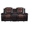 Modern Luxury Living Room Sofa Set 2pc Reclining Sofa Loveseat Formal Furniture Premium Faux Leather Upholstery Comfortable Two-Tone Brown Finish