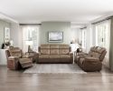 Plush Comfort Chair Brown Microfiber Upholstered Solid Wood Frame Living Room Furniture 1pc Glider Reclining Chair Plush Arms Tufted Details