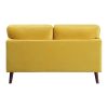 Modern Contemporary 2pc Sofa Set Yellow Sofa Loveseat Velvet Upholstery Dark Brown Legs Solid Wood Living Room Furniture