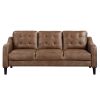 Brown 2pc Sofa Set Microfiber Upholstered Sofa Loveseat Set Button-Tufted Contoured Arms Solid Wood Frame Casual Living Room Furniture