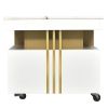 [VIDEO provided] ON-TREND Contemporary Coffee Table with Faux Marble Top, Rectangle Cocktail Table with Caster Wheels, Moderate Luxury Center Table wi
