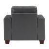 Modern Design 3pc Sofa Set Premium Faux Leather Upholstery Gray Sofa Loveseat Chair Comfort Tufted Detail Solid Wood Frame Living Room Furniture