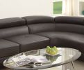 Luxurious Living Room Furniture Sectional Sofa 2pc Set Espresso Faux Leather Flip-up Headrest