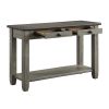 Coffee and Antique Gray Finish 1pc Sofa Table with 2 Drawers Bottom Shelf Wooden Living Room Furniture