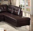 Contemporary Brown 3pc Sectional Sofa with RSF Chaise Ottoman Tufted Detail Faux Leather Upholstered Solid Wood Living Room Furniture L-Shape Sofa Cha