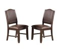 Classic Design Brown / Rustic Espresso Finish Faux Leather Set of 2 Side Chairs Dining Room Furniture Rubber wood Foam Cushion