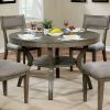 Rustic Grey Solid wood Round Dining Table w Shelf Dining Room Furniture 1pc Table Only
