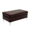 Contemporary Brown 3pc Sectional Sofa with RSF Chaise Ottoman Tufted Detail Faux Leather Upholstered Solid Wood Living Room Furniture L-Shape Sofa Cha
