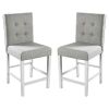 Set of 2pc Counter Height Dining Chairs Antique White Solid wood Dining Room Furniture Tufted Back Padded Upholstered Seat.