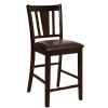 Set of 2pc Chairs Dark Espresso Finish Solid wood Kitchen Counter Height Chair Dining Room Furniture Padded Leatherette Seat