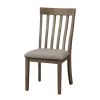 Dining Room Furniture Side Chairs 2pc Set Wire Brushed Brown Finish Vertical Slat Back Design Wooden Chairs Set