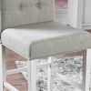 Set of 2pc Counter Height Dining Chairs Antique White Solid wood Dining Room Furniture Tufted Back Padded Upholstered Seat.