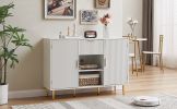 Storage cabinet Wave pattern 2 door With drawers buffets & sideboards for living room, dining room, bedroom , hall, white, 47.2''w x 15.8''d x 33.5''h