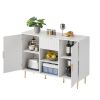 Storage cabinet Wave pattern 2 door With drawers buffets & sideboards for living room, dining room, bedroom , hall, white, 47.2''w x 15.8''d x 33.5''h