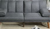 Blue Grey Polyfiber 2pc Sectional Sofa Set Living Room Furniture Solid wood Legs Plush Couch Adjustable Sofa Chaise