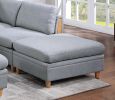 Living Room Furniture 6pc Modular Sofa Set Light Grey Dorris Fabric Couch 2x Corner Wedges 2x Armless Chair And 2x Ottomans