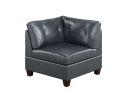 Contemporary Genuine Leather Black Tufted 7pc Modular Sectional Set 2x Corner Wedge 3x Armless Chair 2x Ottoman Living Room Furniture Sofa Couch