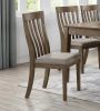Dining Room Furniture Side Chairs 2pc Set Wire Brushed Brown Finish Vertical Slat Back Design Wooden Chairs Set