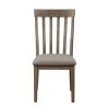 Dining Room Furniture Side Chairs 2pc Set Wire Brushed Brown Finish Vertical Slat Back Design Wooden Chairs Set
