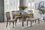 Dining Room Furniture Side Chairs 2pc Set Wire Brushed Brown Finish Vertical Slat Back Design Wooden Chairs Set
