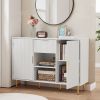 Storage cabinet Wave pattern 2 door With drawers buffets & sideboards for living room, dining room, bedroom , hall, white, 47.2''w x 15.8''d x 33.5''h
