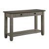 Coffee and Antique Gray Finish 1pc Sofa Table with 2 Drawers Bottom Shelf Wooden Living Room Furniture